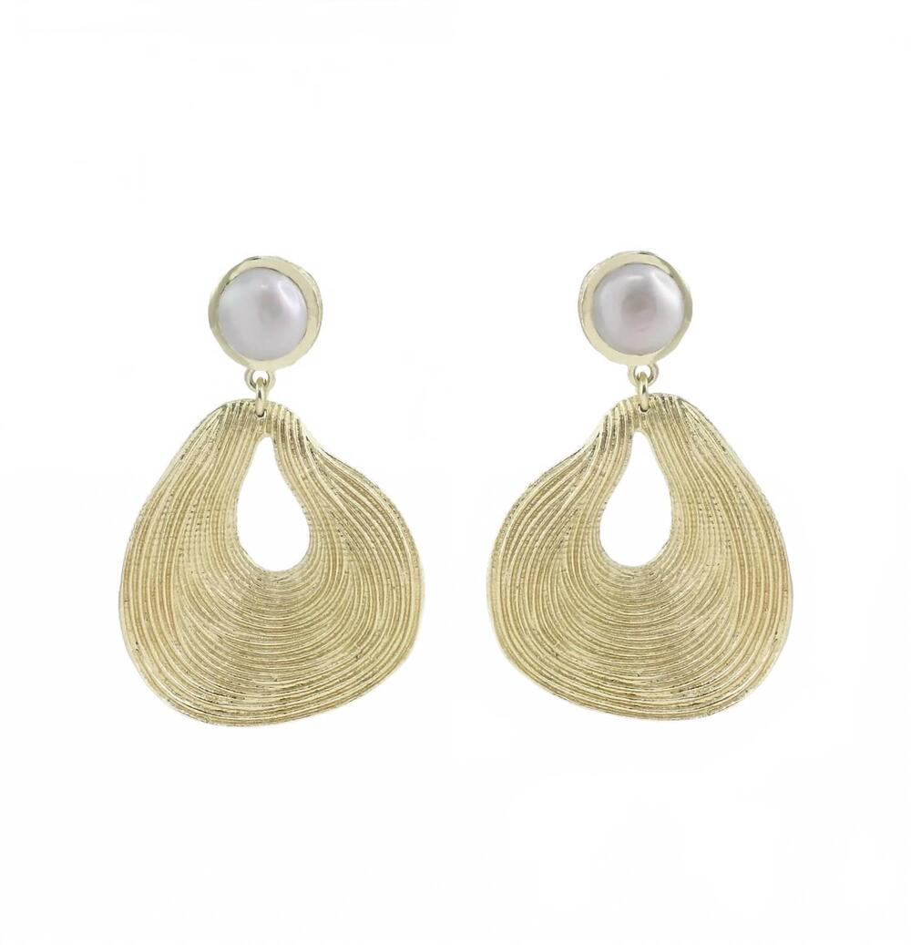 NEW MARCIA MORAN coleen statement earrings in pearl/gold